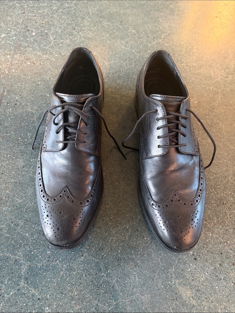 Cole Haan Black Leather Wingtip Oxfords